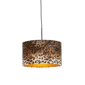 Moderné závesné svietidlo čierne s tienidlom leopard 35 cm – Combi