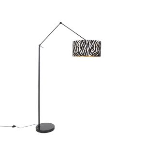 Moderná stojaca lampa čierne tienidlo zebra dizajn 50 cm – Editor