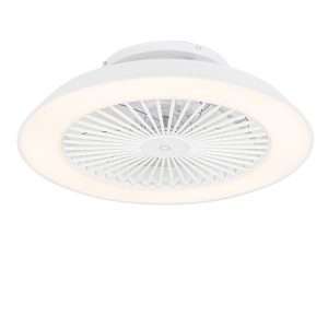 Inteligentný stropný ventilátor biely vrátane LED s diaľkovým ovládaním – Deniz