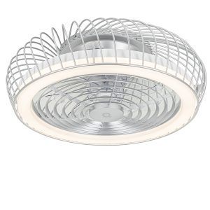 Inteligentný stropný ventilátor strieborný vrátane LED s diaľkovým ovládaním – Crowe