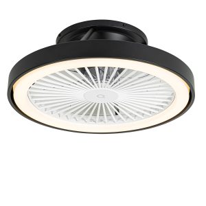 Inteligentný stropný ventilátor čierny vrátane LED s diaľkovým ovládaním – Dave