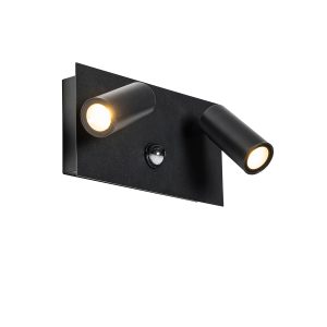 Vonkajšie nástenné svietidlo čierne vrátane LED 2-svetelného pohybového senzora - Simon