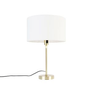 Stolná lampa zlatá nastaviteľná s tienidlom biela 35 cm – Parte