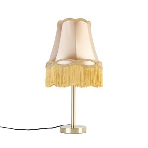 Klasická stolná lampa mosadz s tienidlom Granny zlatá 30 cm - Simplo