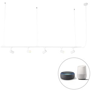 Smart závesný koľajnicový systém biely 1-fázový vrátane 5 WiFi GU10 – Jeana