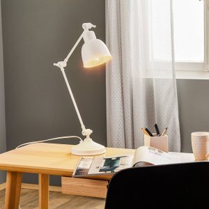 Stolná lampa Emoti, biela, 45 cm vysoká, nastaviteľná
