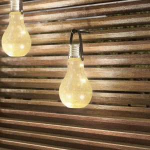 Lindby Shams solárna LED lampa tvar hrušky