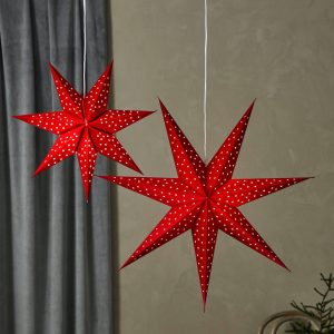 LED závesná hviezda Blink, zamatový vzhľad Ø 45cm červená