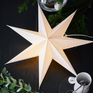 Živá dekoratívna hviezda, závesná, biela, Ø 60 cm