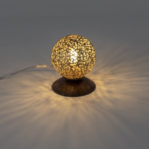 Vidiecka stolná lampa hrdzavohnedá 10 cm – Kréta
