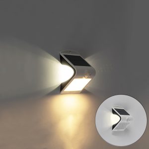 Vonkajšie nástenné svietidlo biele 14,5 cm so stretávacím svetlom a senzorom na solárne – Daya