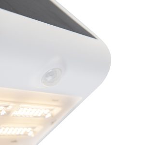 Vonkajšie nástenné svietidlo biele 21,5 cm so stretávacím svetlom a senzorom na solárne – Daya