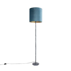 Stojaca lampa starožitný šedý velúrový odtieň modrá 40 cm - Simplo