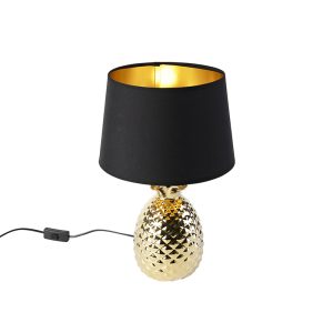 Stolná lampa v štýle Art Deco zlatá s čierno-zlatým odtieňom – Pina