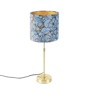 Stolová lampa zlatá / mosadz so zamatovým odtieňom motýle 25 cm – Parte