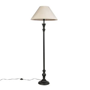 Stojacia lampa čierna s velúrovým tienidlom taupe 55 cm - Classico