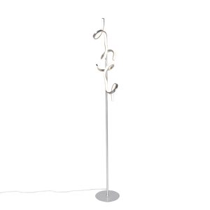 Dizajnová stojaca lampa strieborná vrátane LED a stmievača – Krisscross